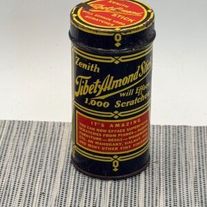 Vintage Zenith Tibet Almond Stick Furniture Scratch Remover Metal‎ Tin Chicago